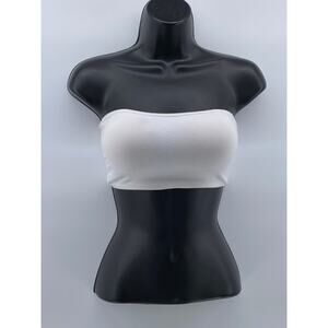 KLASSY NETWORK Women's White Ribbed Strapless Tube Top SZ 2XS
